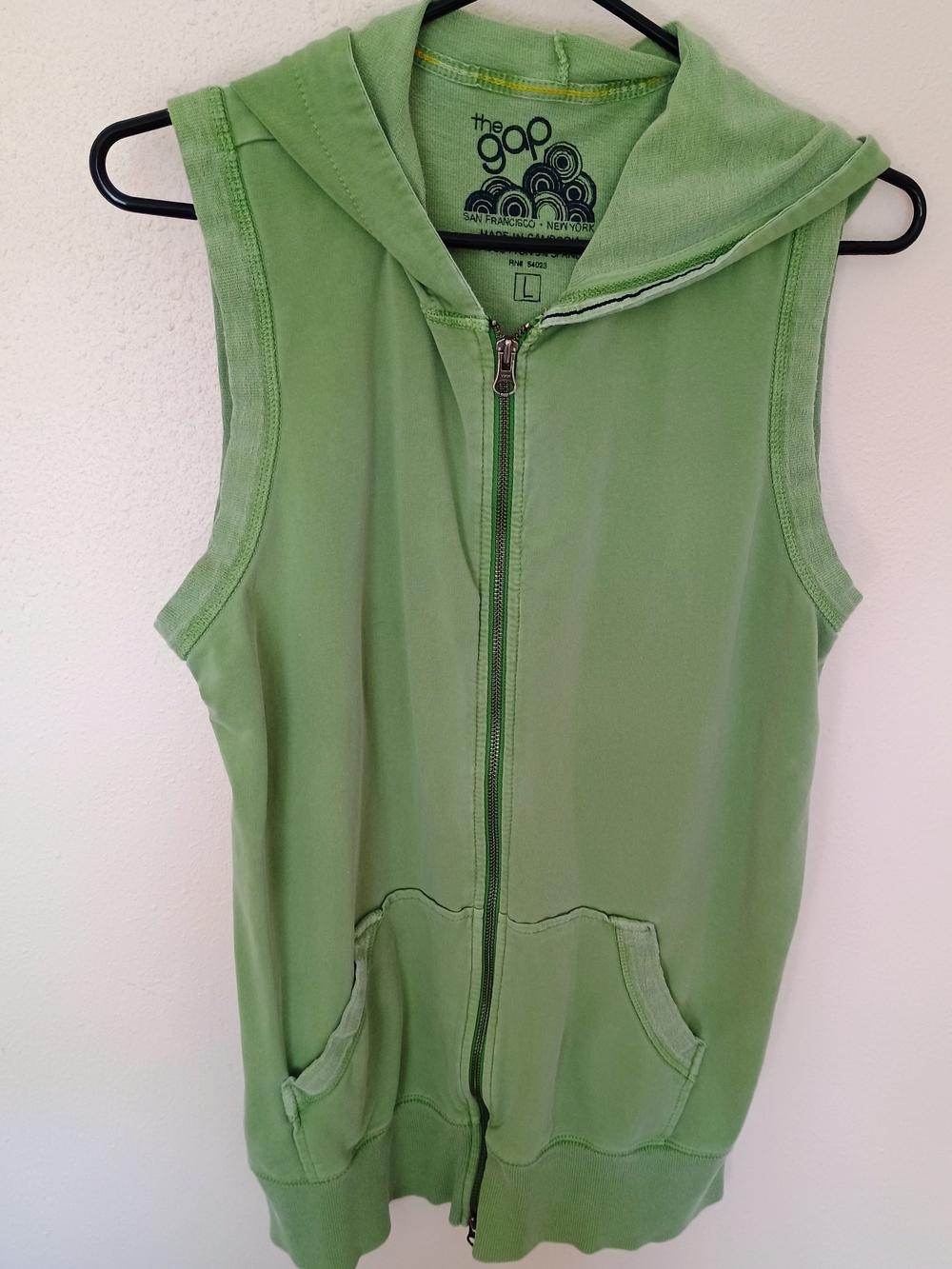 The Gap Sleeveless Zip Hoodie in Light Green